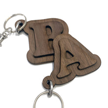 Load image into Gallery viewer, 3D Personalized Wood Initial Keychain - Baffle