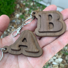 Load image into Gallery viewer, 3D Personalized Wood Initial Keychain - Baffle