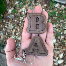 Load image into Gallery viewer, 3D Personalized Wood Initial Keychain - Baffle