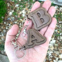 Load image into Gallery viewer, 3D Personalized Wood Initial Keychain - Baffle