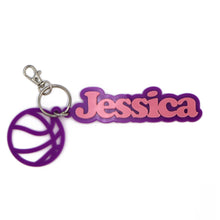 Load image into Gallery viewer, 3D Retro Basketball Personalized Name Acrylic Keychain - Baffle