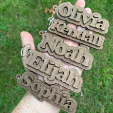 Load image into Gallery viewer, 3D Retro Personalized Wood Name Keychain - Baffle