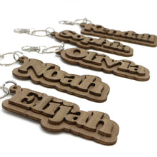 Load image into Gallery viewer, 3D Retro Personalized Wood Name Keychain - Baffle