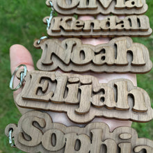 Load image into Gallery viewer, 3D Retro Personalized Wood Name Keychain - Baffle