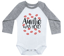 Load image into Gallery viewer, AUNTIE WAS HERE! / Long Sleeve Raglan Onesie - Baffle
