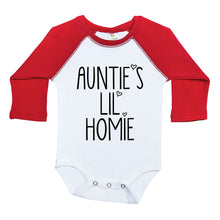 Load image into Gallery viewer, AUNTIE'S LIL HOMIE / Long Sleeve Raglan Onesie - Baffle