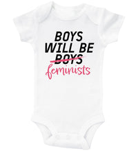 Load image into Gallery viewer, BOYS WILL BE FEMINISTS / Basic Baby Boy Onesie - Baffle