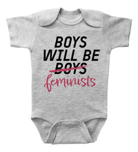 Load image into Gallery viewer, BOYS WILL BE FEMINISTS / Basic Baby Boy Onesie - Baffle