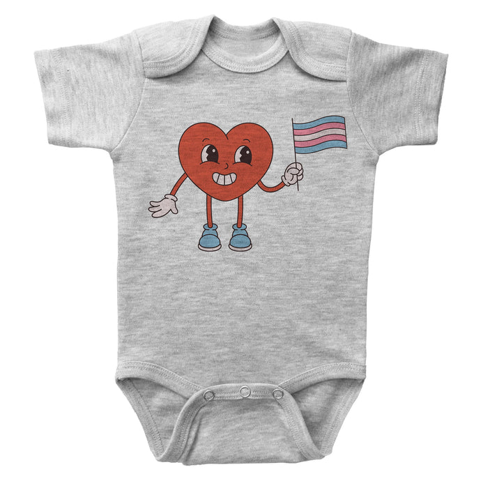 CANDY HEART with TRANS Flag - Basic Onesie - Baffle