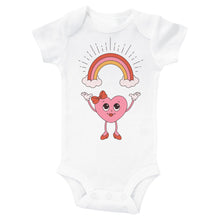 Load image into Gallery viewer, CARTOON VALENTINE'S HEART WITH RAINBOW - Basic Onesie - Baffle