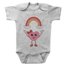 Load image into Gallery viewer, CARTOON VALENTINE'S HEART WITH RAINBOW - Basic Onesie - Baffle