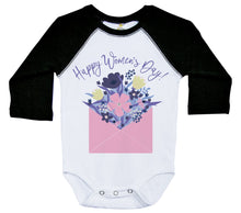 Load image into Gallery viewer, Happy women's Day - Flowers in Envelope / Long Sleeve Raglan Onesie - Baffle