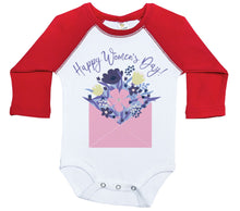 Load image into Gallery viewer, Happy women's Day - Flowers in Envelope / Long Sleeve Raglan Onesie - Baffle