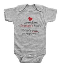 Load image into Gallery viewer, I Can Melt Grandpas Heart, What&#39;s Your Superpower? Basic Onesie - Baffle
