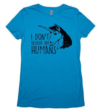 Load image into Gallery viewer, I Don't Believe in Humans - Sarcastic Adult Graphic Funny Novelty T-shirts - Baffle
