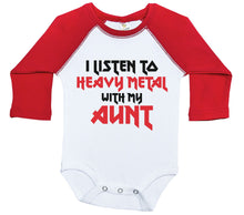 Load image into Gallery viewer, I LISTEN TO HEAVY METAL WITH MY AUNT / Long Sleeve Raglan Onesie - Baffle