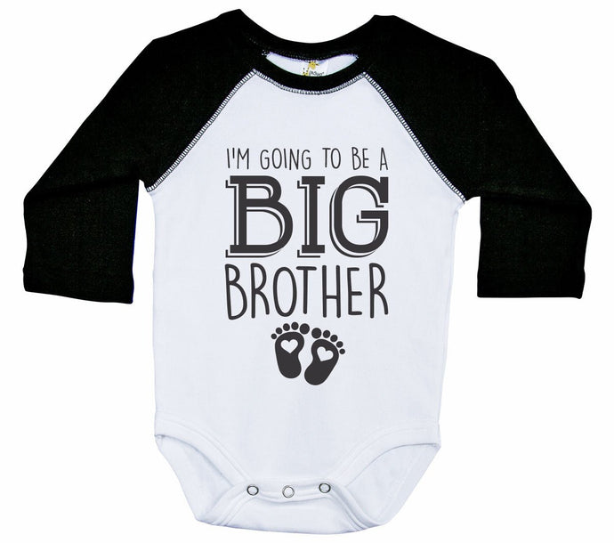 I'm Going To Be A Big Brother / Raglan Onesie / Long Sleeve - Baffle