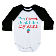 Load image into Gallery viewer, I'M SWEET JUST LIKE MY AUNT / Long Sleeve Raglan Onesie - Baffle