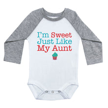 Load image into Gallery viewer, I'M SWEET JUST LIKE MY AUNT / Long Sleeve Raglan Onesie - Baffle