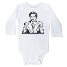 Load image into Gallery viewer, Ron Burgundy - Long Sleeve Baby Onesie - Baffle