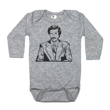 Load image into Gallery viewer, Ron Burgundy - Long Sleeve Baby Onesie - Baffle