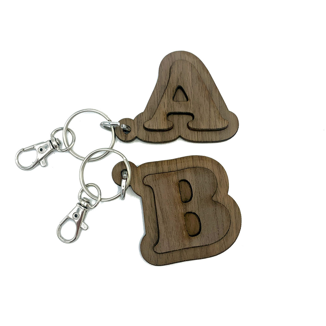 3D Personalized Wood Initial Keychain - Baffle