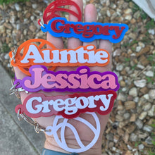 Load image into Gallery viewer, 3D Retro Basketball Personalized Name Acrylic Keychain - Baffle
