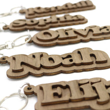 Load image into Gallery viewer, 3D Retro Personalized Wood Name Keychain - Baffle

