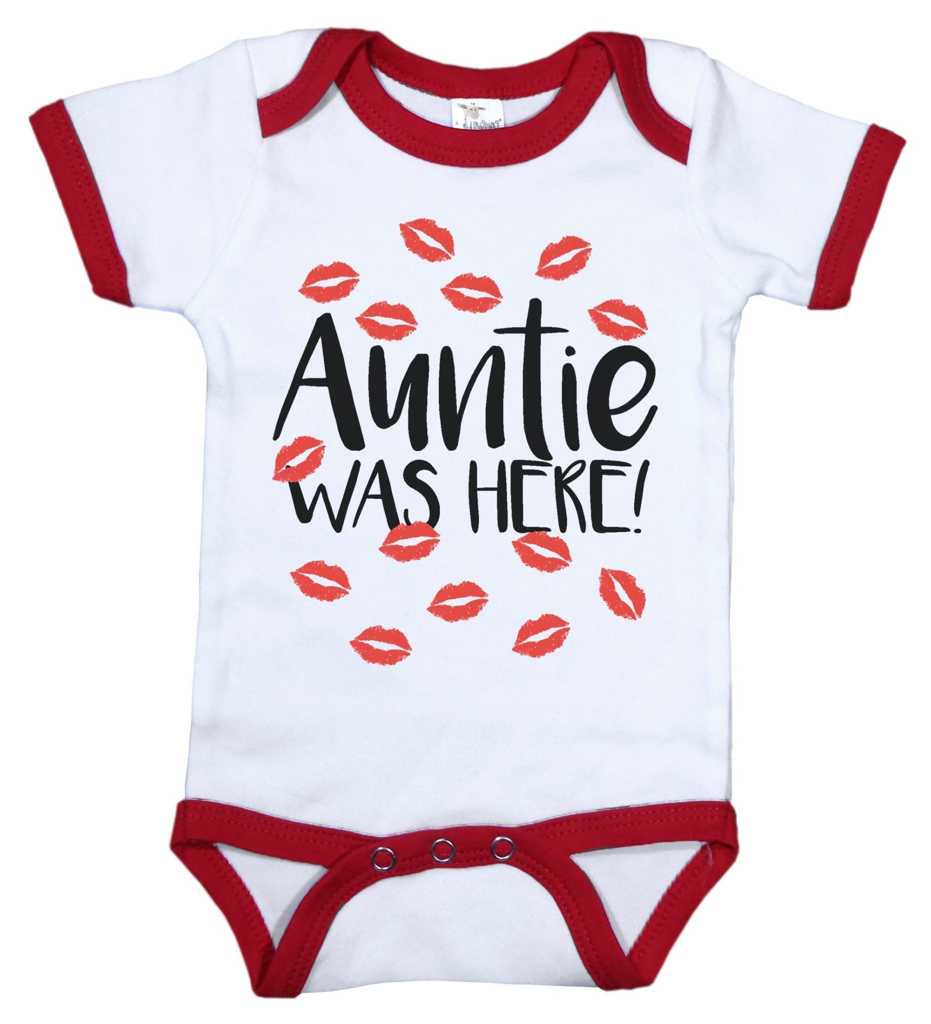 Auntie Was Here! - Red Kisses / Ringer Onesie