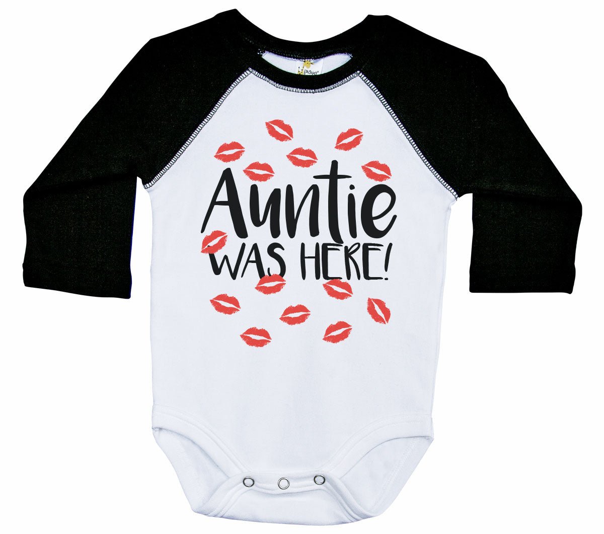 AUNTIE WAS HERE! - Long Sleeve Raglan Onesie
