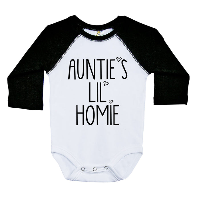 AUNTIE'S LIL HOMIE / Long Sleeve Raglan Onesie - Baffle