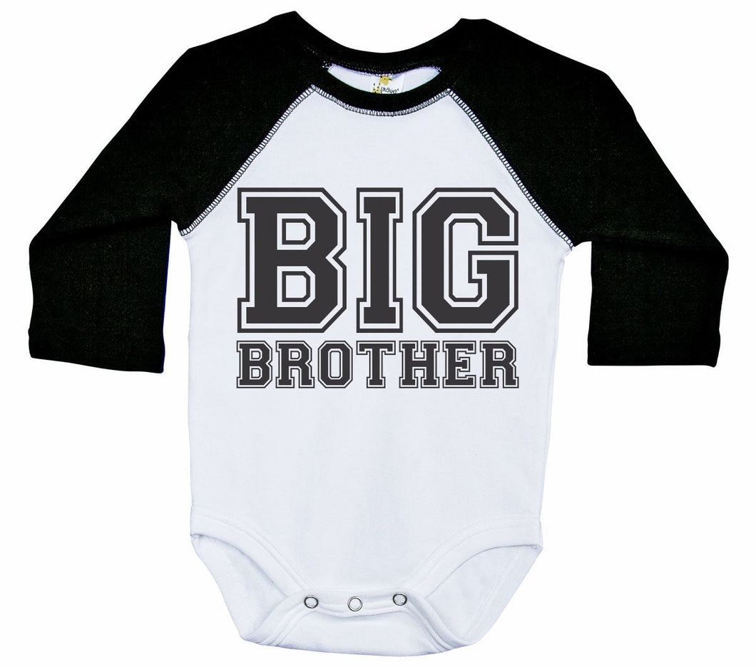 Big Brother - College Font / Raglan Baby Onesie / Long Sleeve - Baffle