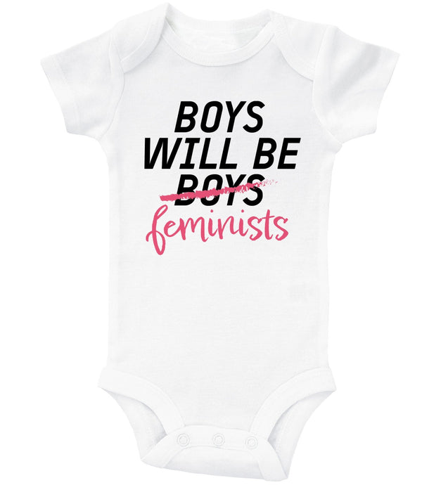 BOYS WILL BE FEMINISTS / Basic Baby Boy Onesie - Baffle