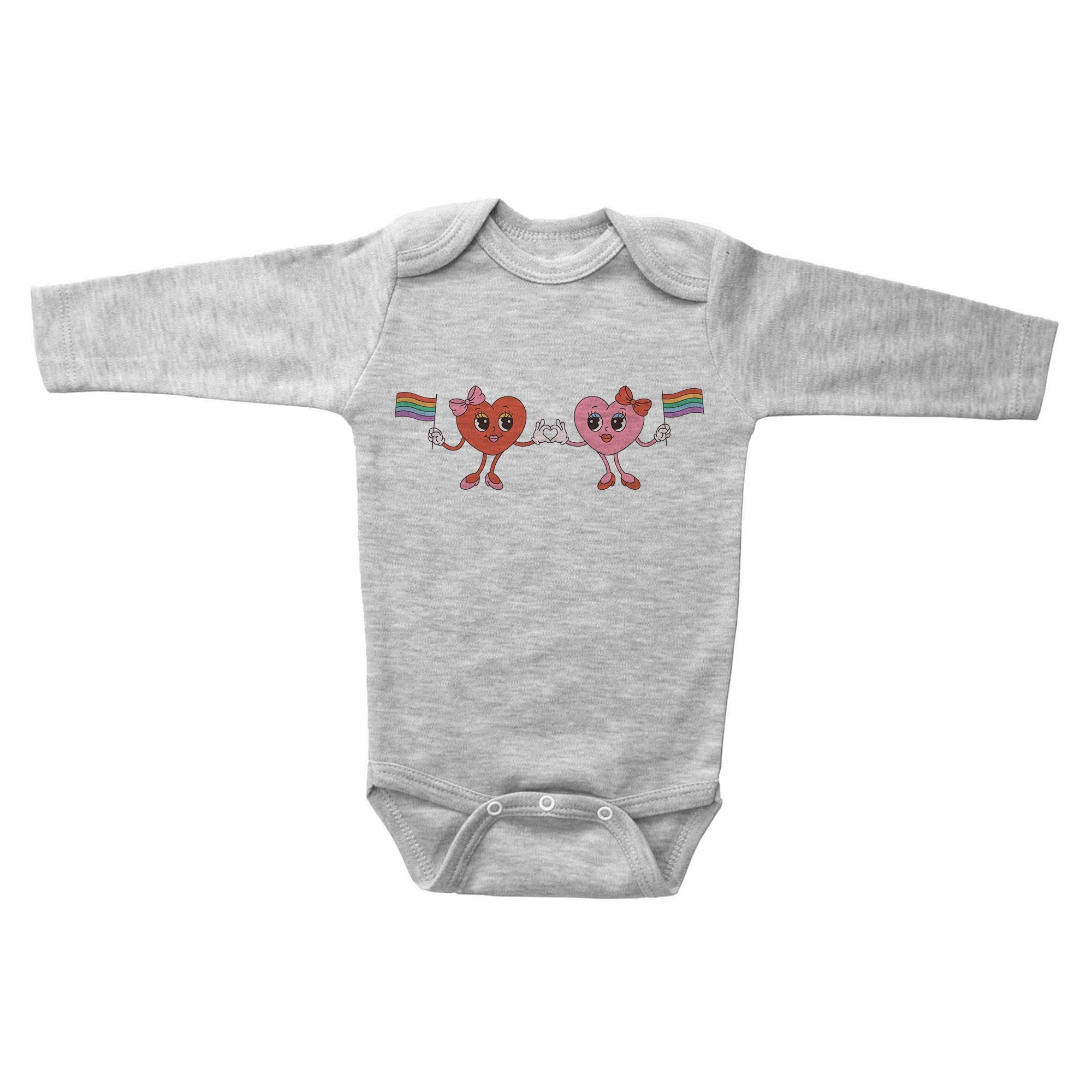 CARTOON VALENTINE'S HEARTS LESBIAN COUPLE Basic Onesie – Baffle