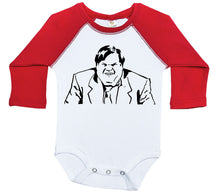 Load image into Gallery viewer, Chris Farley - Giggles / Raglan Onesie / Long Sleeve - Baffle
