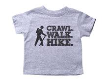 Load image into Gallery viewer, CRAWL. WALK. HIKE. / Crawl. Walk. Hike. Crew Neck Short Sleeve Toddler Shirt - Baffle
