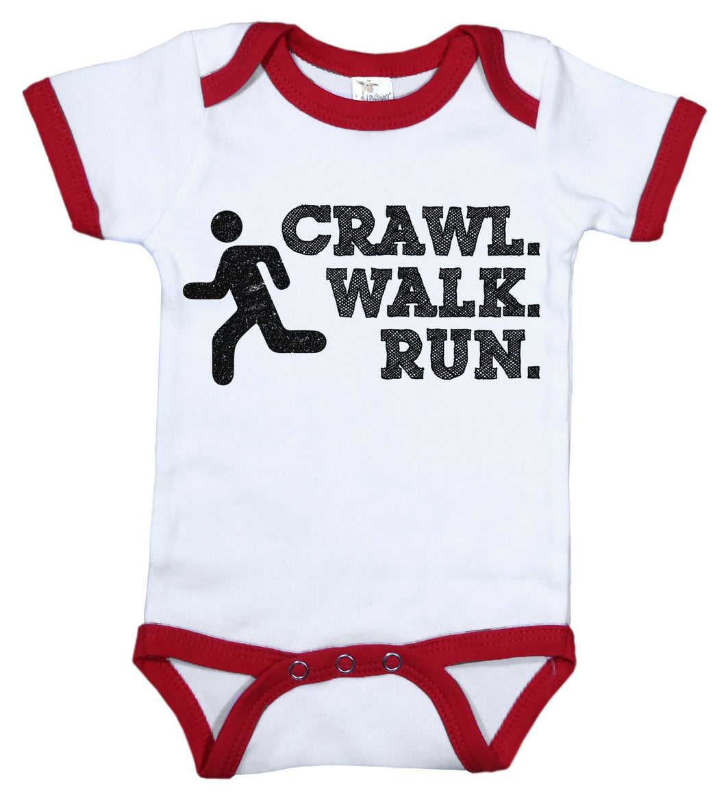Crawl. Walk. Run. / Sports Ringer Onesie - Baffle