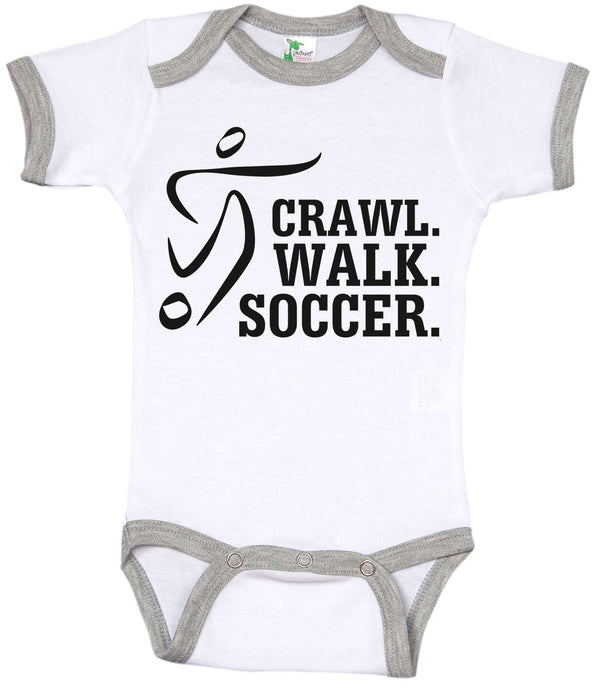 Crawl. Walk. Soccer. / Sports Ringer Onesie - Baffle