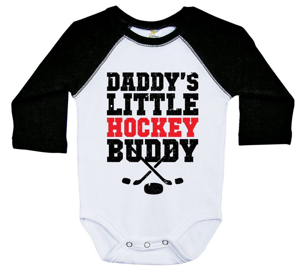Daddy's Little Hockey Buddy / Raglan Onesie / Long Sleeve - Baffle