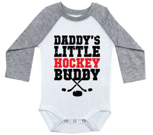 Load image into Gallery viewer, Daddy&#39;s Little Hockey Buddy / Raglan Onesie / Long Sleeve - Baffle
