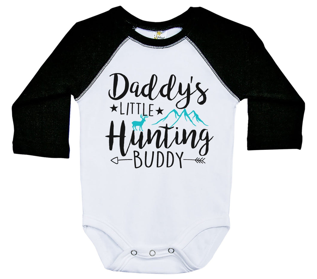Daddy's Little Hunting Buddy / Raglan Onesie / Long Sleeve - Baffle