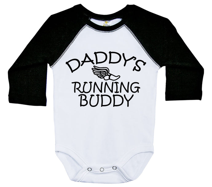 Daddy's Running Buddy / Raglan Onesie / Long Sleeve - Baffle