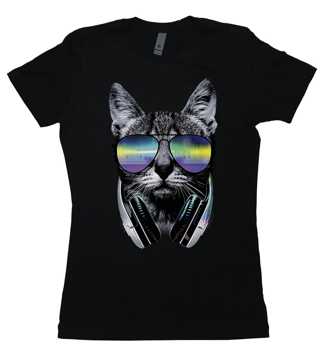 DJ Cat - Women's Boyfriend T-Shirt - Baffle