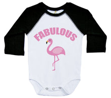 Load image into Gallery viewer, Fabulous Flamingo / Raglan Onesie / Long Sleeve - Baffle
