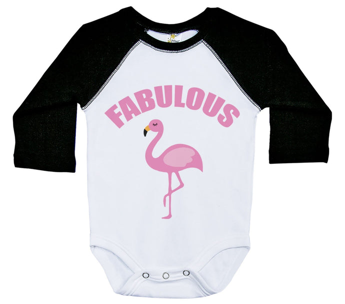 Fabulous Flamingo / Raglan Onesie / Long Sleeve - Baffle