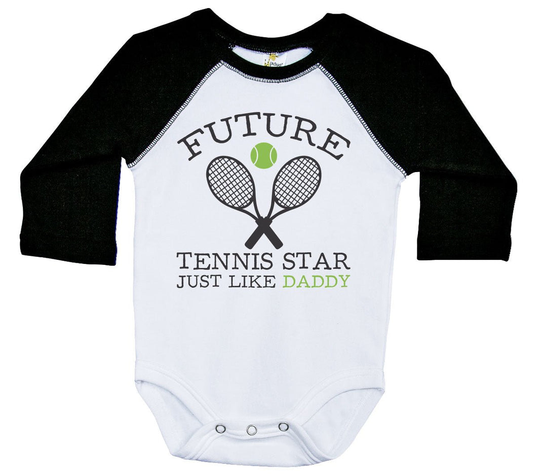Future Tennis Star Just Like Daddy / Raglan Onesie / Long Sleeve - Baffle