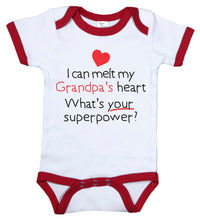 Load image into Gallery viewer, I Can Melt My Grandpa&#39;s Heart, What&#39;s Your Superpower? / Grandpa Ringer Onesie - Baffle
