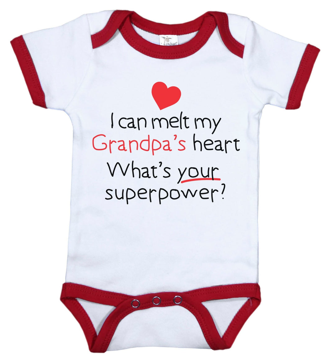 I Can Melt My Grandpa's Heart, What's Your Superpower? / Grandpa Ringer Onesie - Baffle