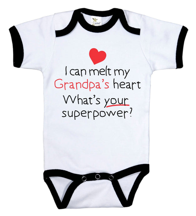 I Can Melt My Grandpa's Heart, What's Your Superpower? / Grandpa Ringer Onesie - Baffle