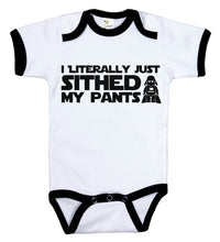 Load image into Gallery viewer, I Literally Just Sithed My Pants / Funny Ringer Onesie - Baffle
